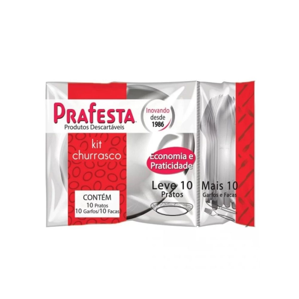 Kit churrasco descartável Prafesta com 10 un