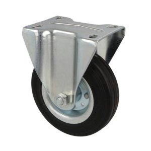 Roda fixa de borracha com placa – 100mm