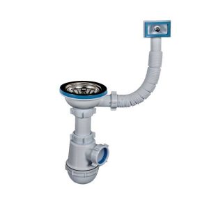 Sifão garrafa com válvula cesta 1 1/2″x115 anti-inundação Inox