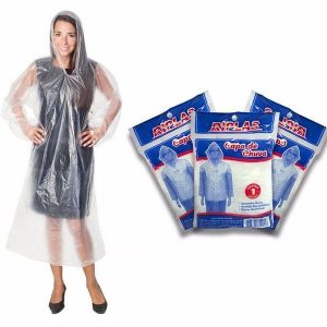 Capa de chuva lisa transparente descartável