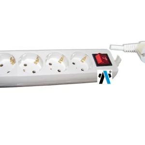 Bloco 4 tomadas com interruptor e cabo 1,4m Branco
