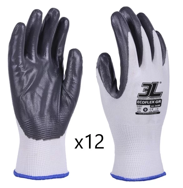 Luvas poliester-nitrilo Ecoflex GR (12 pares)