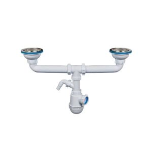 Sifão garrafa duplo com válvulas cesta 1 1/2″ x 115 Inox